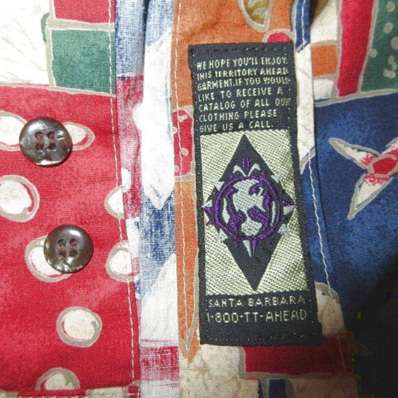 Vtg The Territory Ahead Patchwork Shirt Mens Size XXL Button Long Sleeves Artsy - Picture 10 of 10